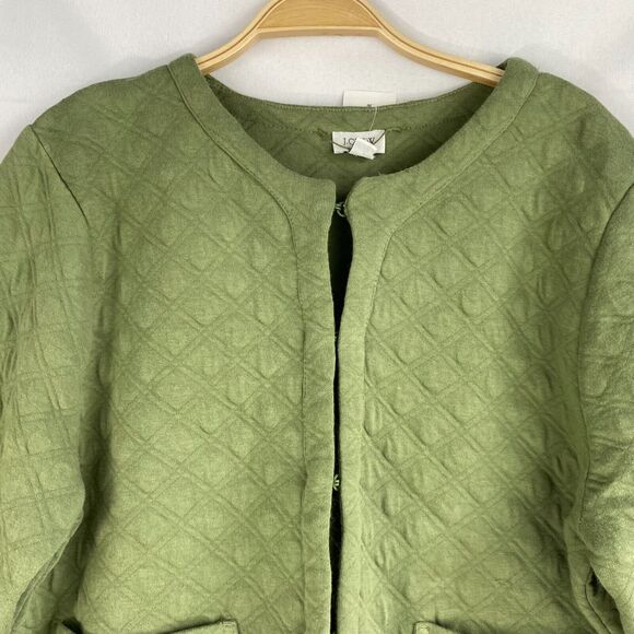 J. Crew Factory Quilted Jacket Cardigan Sweater Women M Green Grandmacore NEW - Picture 4 of 8